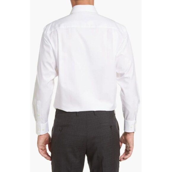 David Donahue Men’s 18 34/35 White Cotton Regular Fit Dress Shirt Formal Office - Picture 3 of 12
